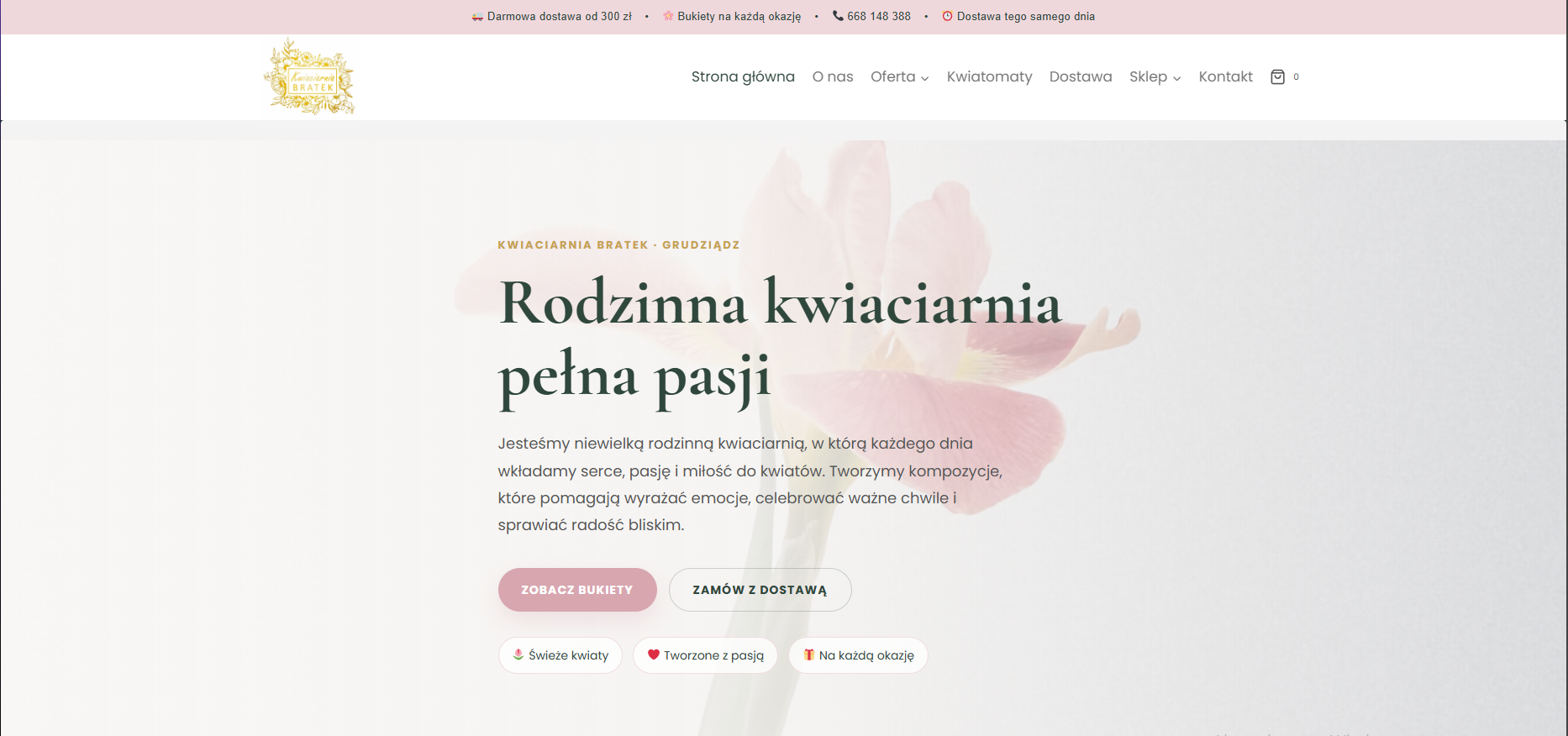 Kwiaciarnia Bratek – projekt strony internetowej